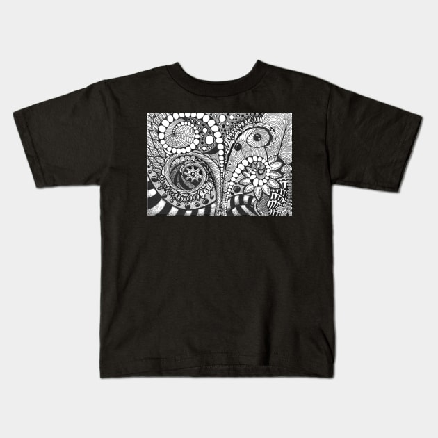 Abstract Illustration Black and White Kids T-Shirt by Nathalodi